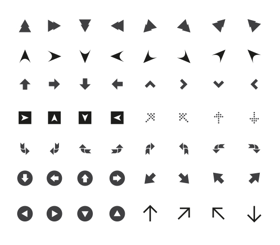 Original illustration or type specimen from Free Arrow Vector Icon Pack