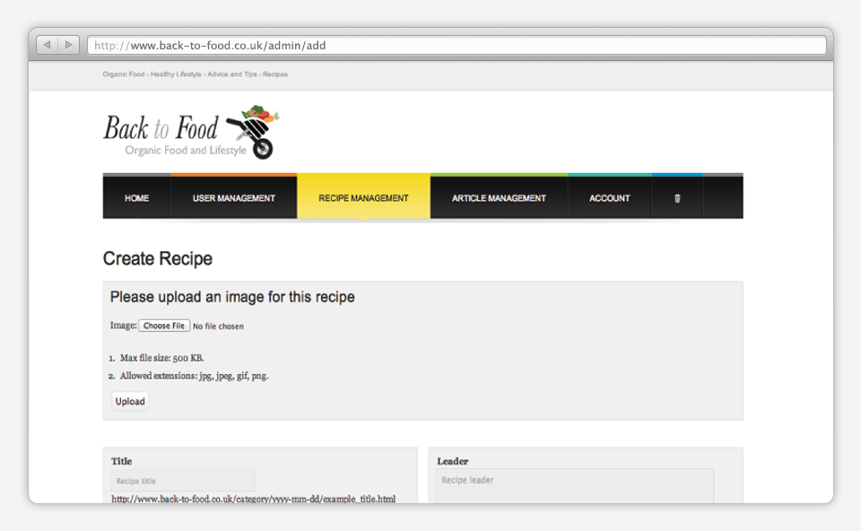 Back To Food — archived project view