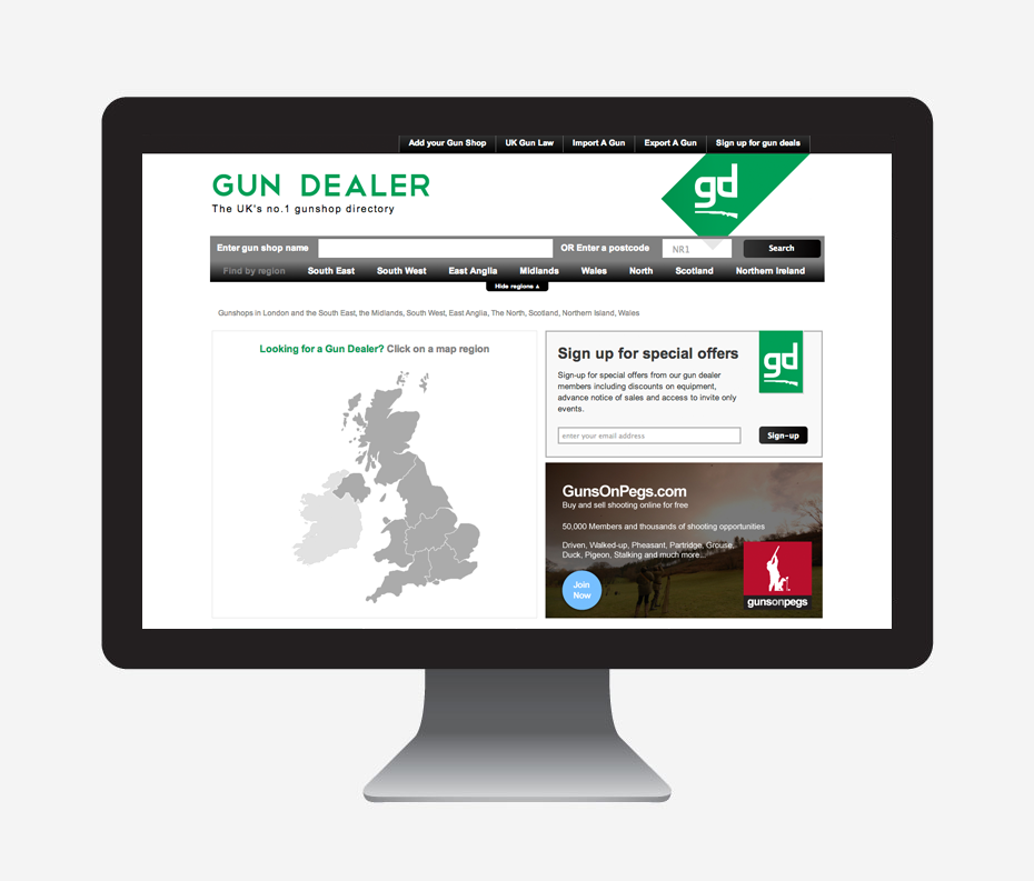 Gun Dealer — original archived website screen
