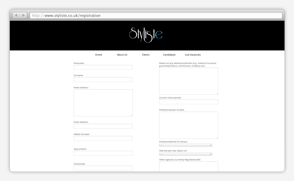 Styliste — archived project view